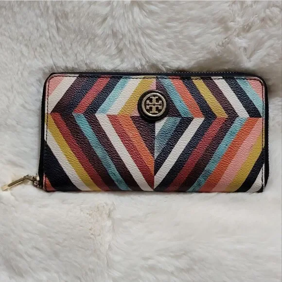 Tory Burch Continental Long Zip Around Wallet 👛 Rare Geometric Print Like New - Picture 10 of 10